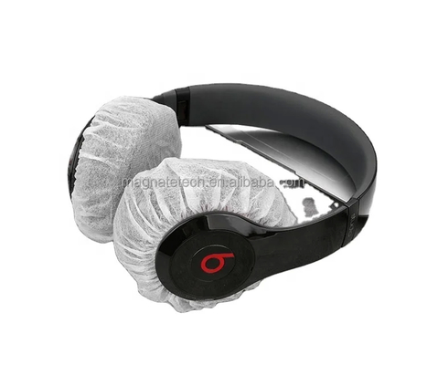 Cubiertas de auriculares de tejido no tejido desechables blancas con diseño de gancho de oído protector